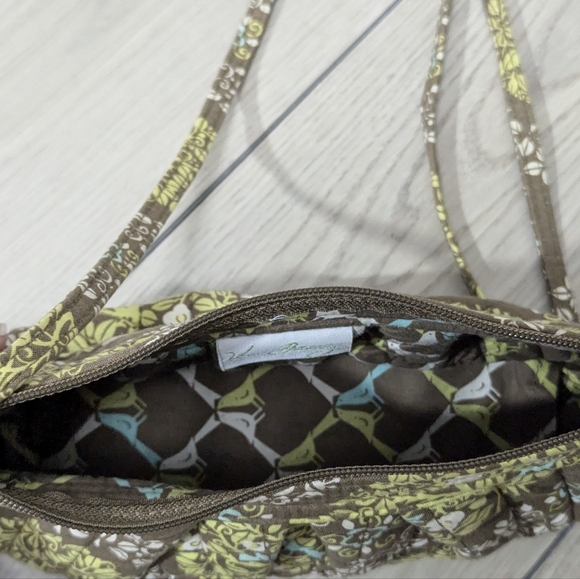 Vera Bradley small crossbody purse brown and lime yellow and white pattern - Picture 3 of 6